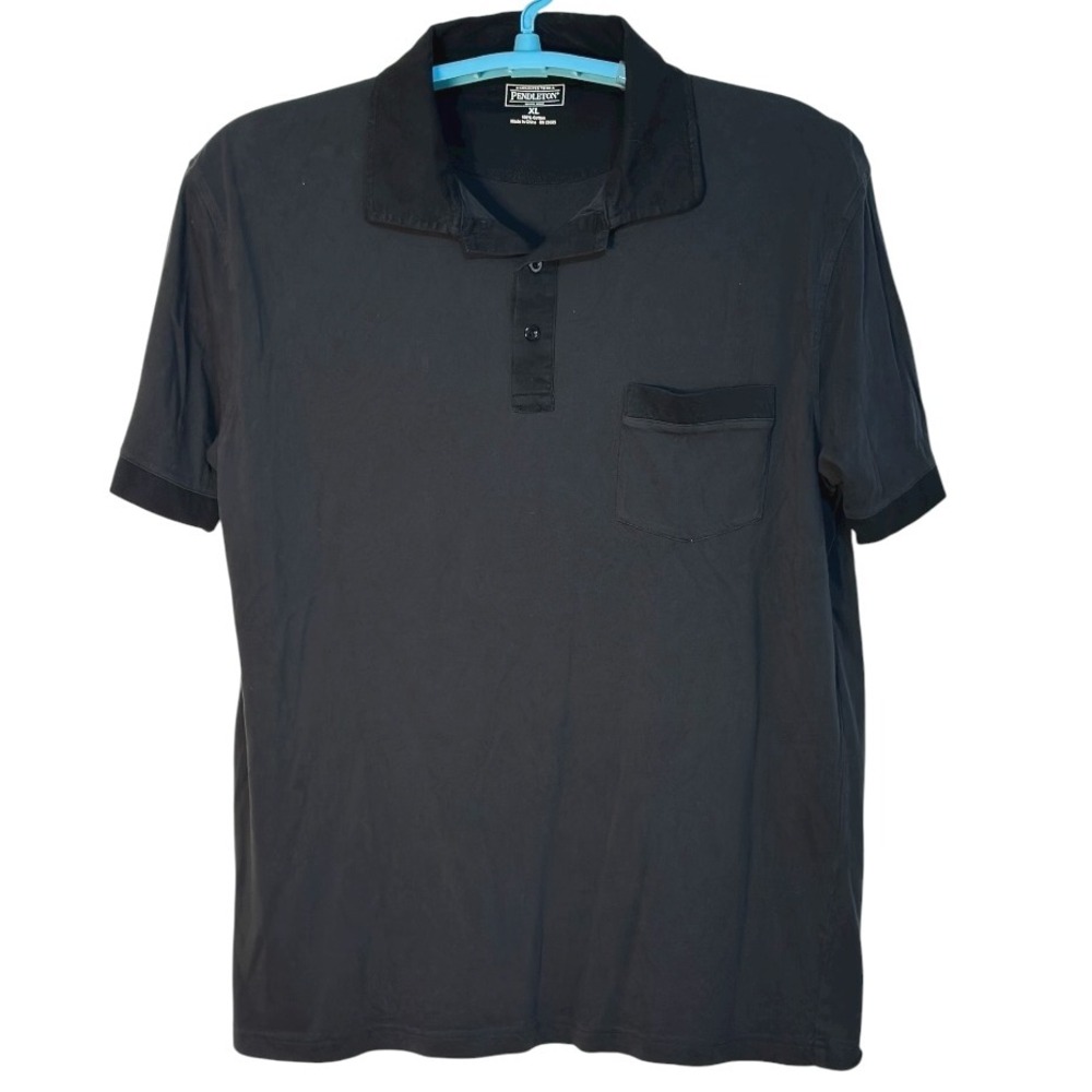 Pendleton Polo Shirt Pocket Short Sleeve‎ Cotton Casual Black XL
